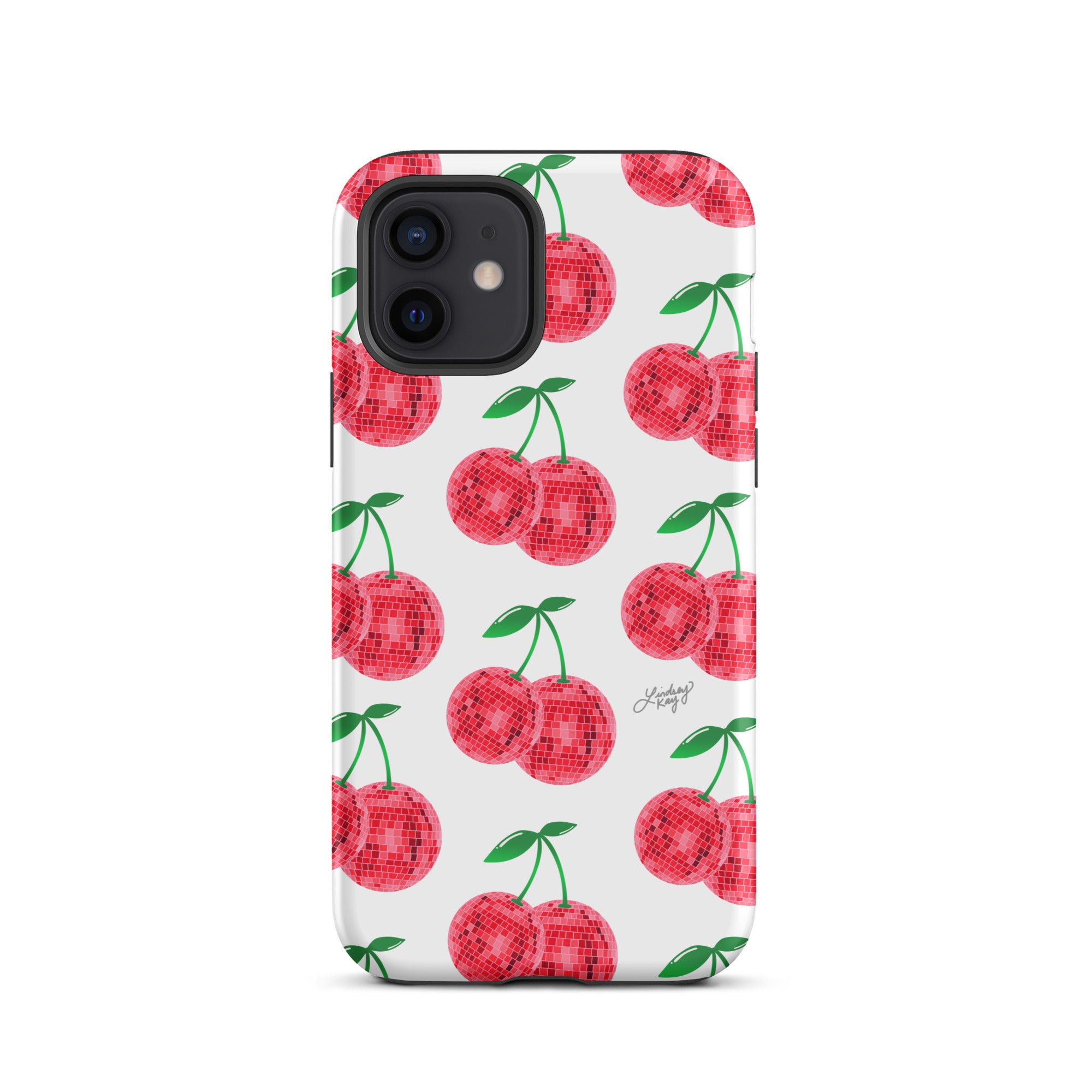 Patrón de cerezas disco rojas - Funda resistente para iPhone®